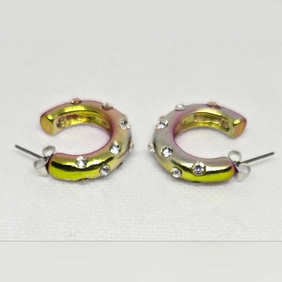 Iridescent Small Hoop Earrings - Picture 2 of 3